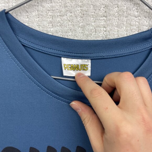 Peanuts Snoopy "Chillin" Graphic Sports Performance Gym T-Shirt Blue Men Sz M - Picture 6 of 16